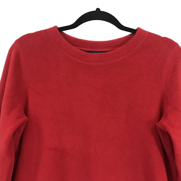 Lands End Red Long Sleeve Fleece Pullover Crewneck Sweater Women S 6-8 - Picture 6 of 7